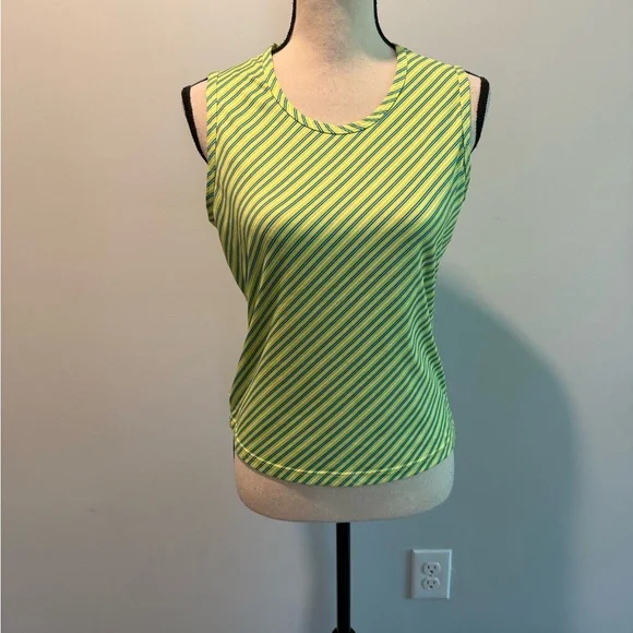 Brooks Green Stripe Running Tank Top Women’s size Medium - Picture 1 of 8